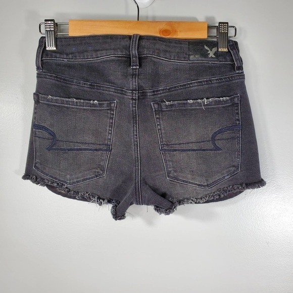 American Eagle Outfitters High Rise Shortie Shorts Faded Black Size 2 - Picture 4 of 8